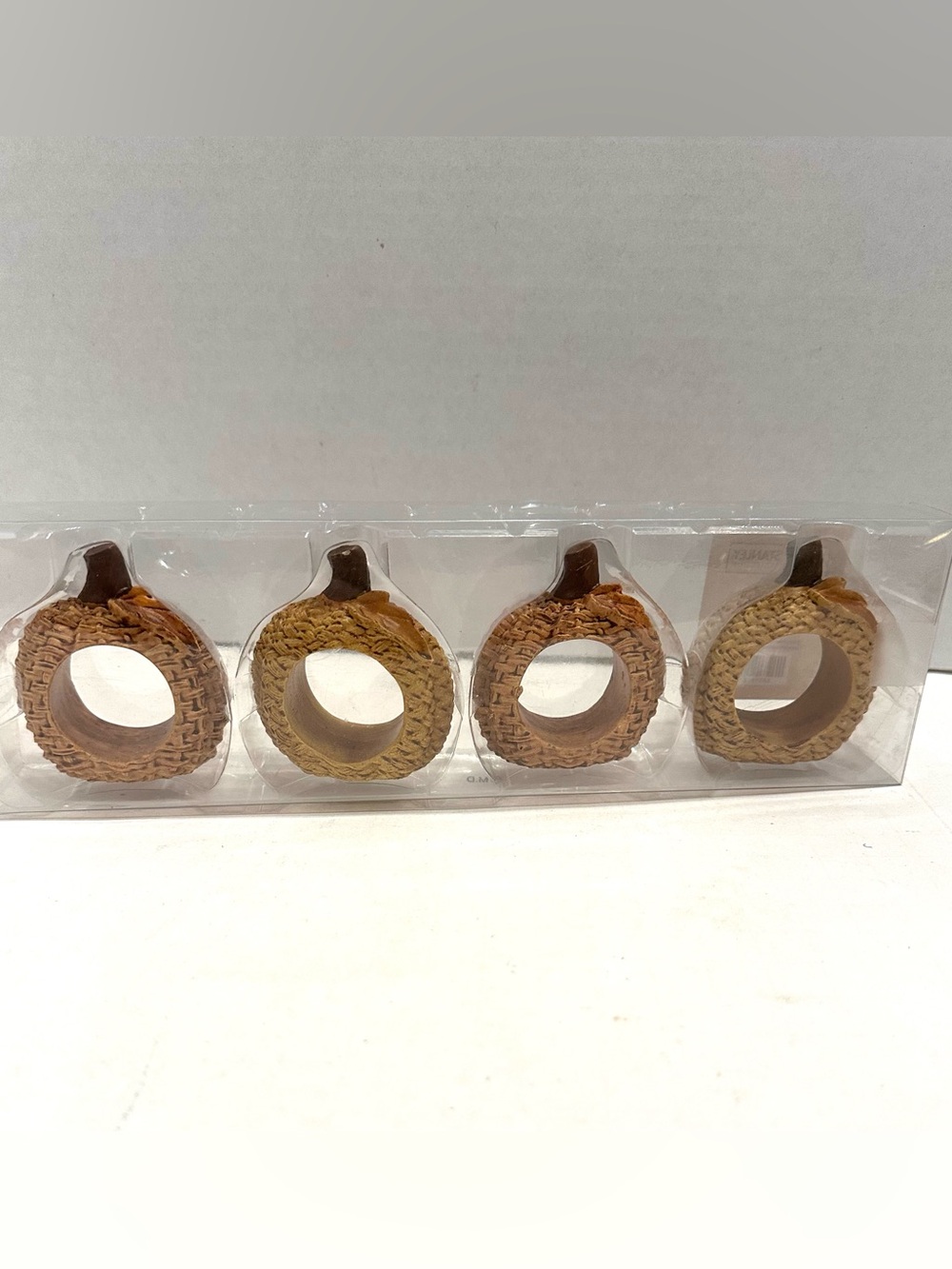 Textured Resin Pumpkin Napkin Rings Rustin Autumn Tableware Set of 4
